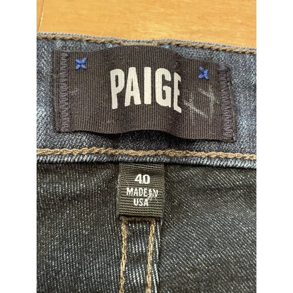 Paige Mens Jeans Size 40 Blue Denim Federal Straight Cut boot cut - Picture 2 of 7